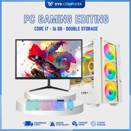 PC I7 Fullset Gaming Editing 16GB / 500GB / SSD LED 19" / Double Storage